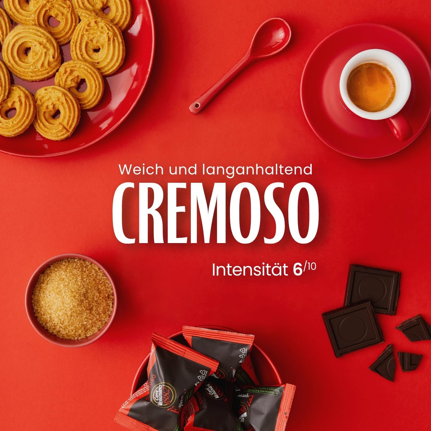 Caffè Vergnano 1882 - Kaffeekapseln kompostowalna Èspresso, kompatybilna z Nespresso, Cremoso (kremowa) - Packung Enthält 100 Kapseln