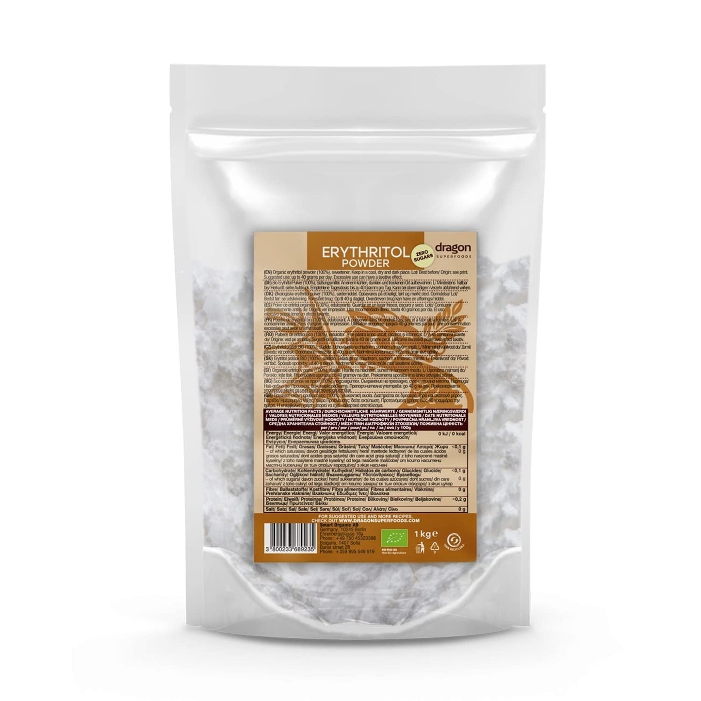 Bio Erytryt - Proszek, 100% Bio, Wegański, Null Kalorien - 1Kg Słodziki Naty Shop Default Title