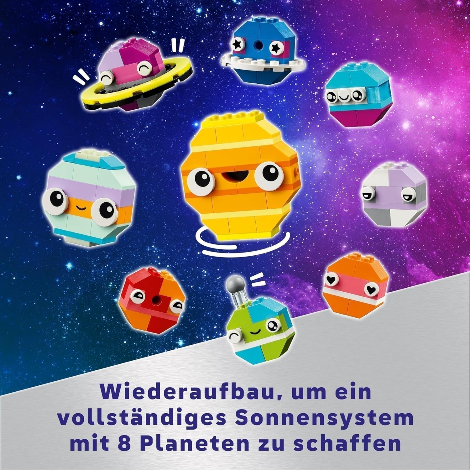 LEGO Classic Kreatywne planety kosmiczne Układ Słoneczny Model do budowania dla dzieci Kosmiczna zabawka z rakietą Statek kosmiczny Planety i kosmici Prezent dla dzieci w wieku 5 lat, chłopców i dziewcząt 11037 Zestawy do budowania Beuche den LEGO-Store
