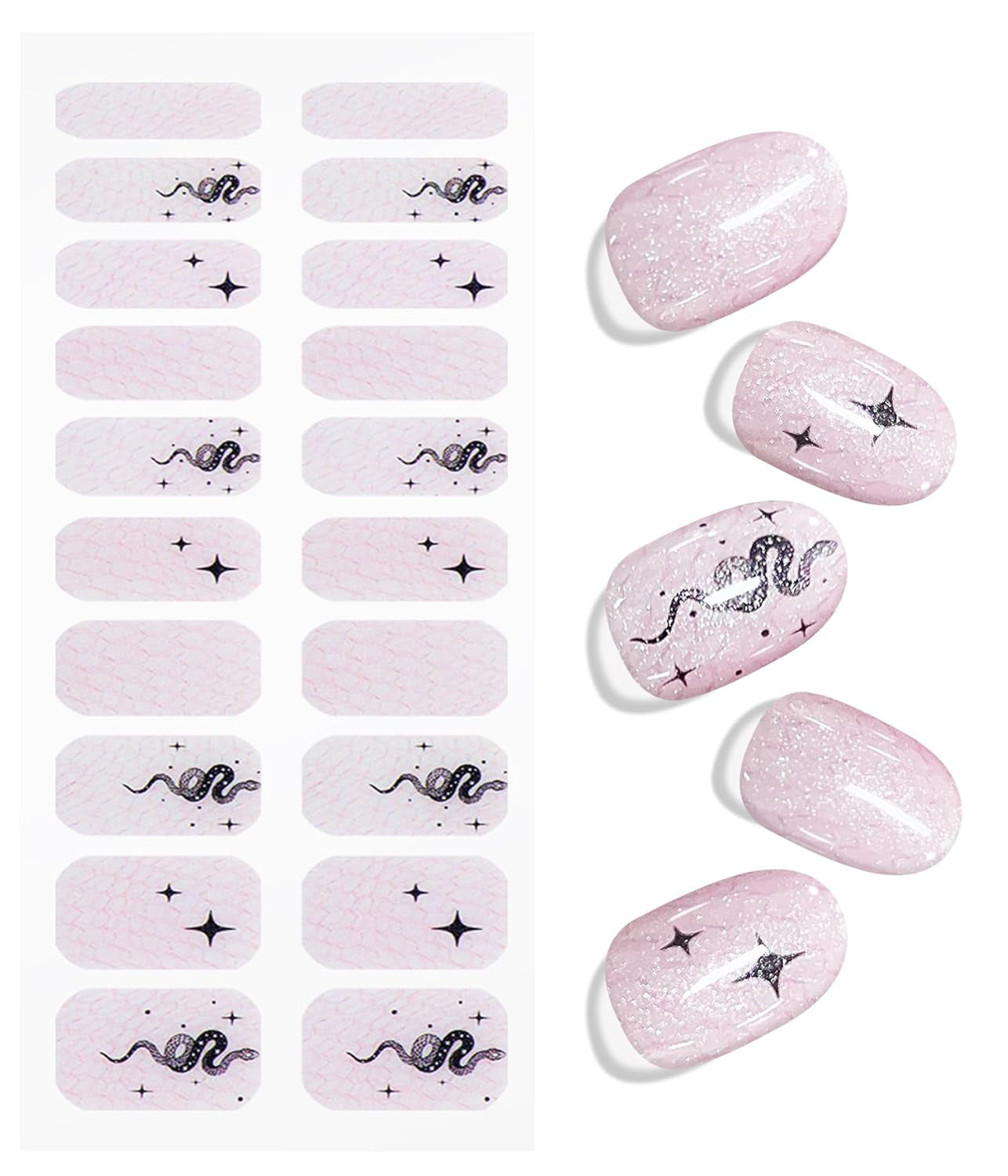 JMEOWIO Nagelfolie UV Härtend Schlange Stern Żelowe paski do paznokci UV Nagelsticker Nagelaufkleber Nail Art Dekoration Nageldesign Zubehör