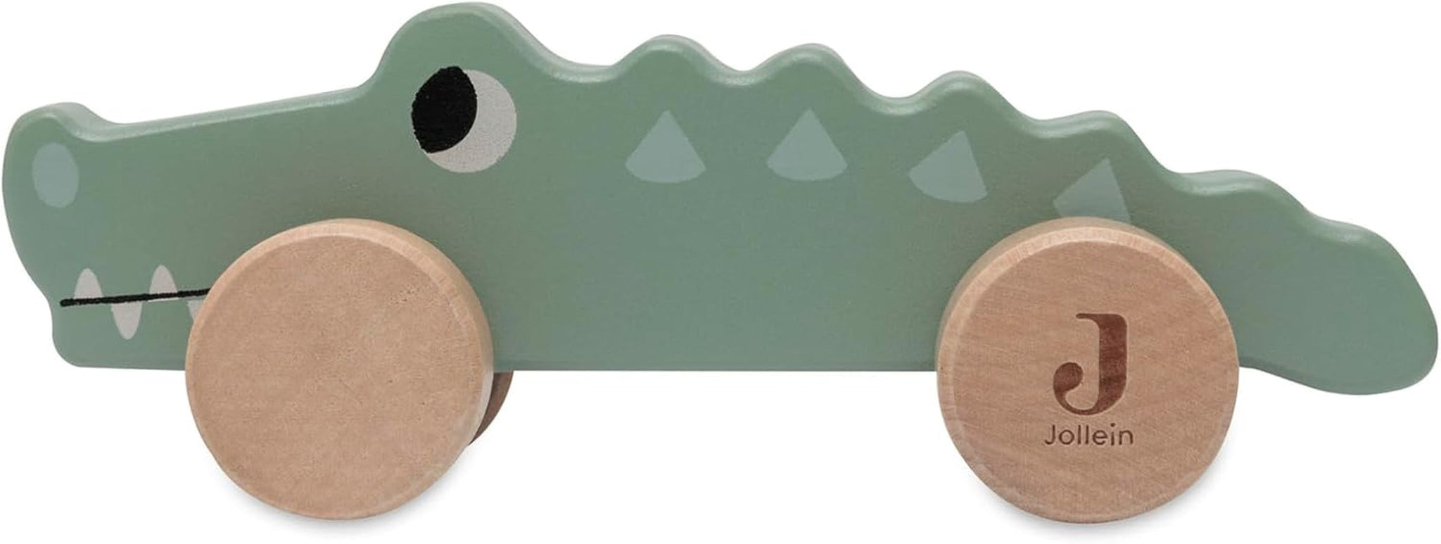 Jollein 112-001-67090 Drewniana zabawka na kółkach, zielona Baby Toys Naty Shop Croco