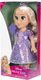 Lalka Disney Princess Roszpunka 35 cm, odblaskowe, brokatowe oczy, ruchome stawy, odpinana sukienka, buty, korona, długie blond włosy, dla dziewczynek w wieku 3+