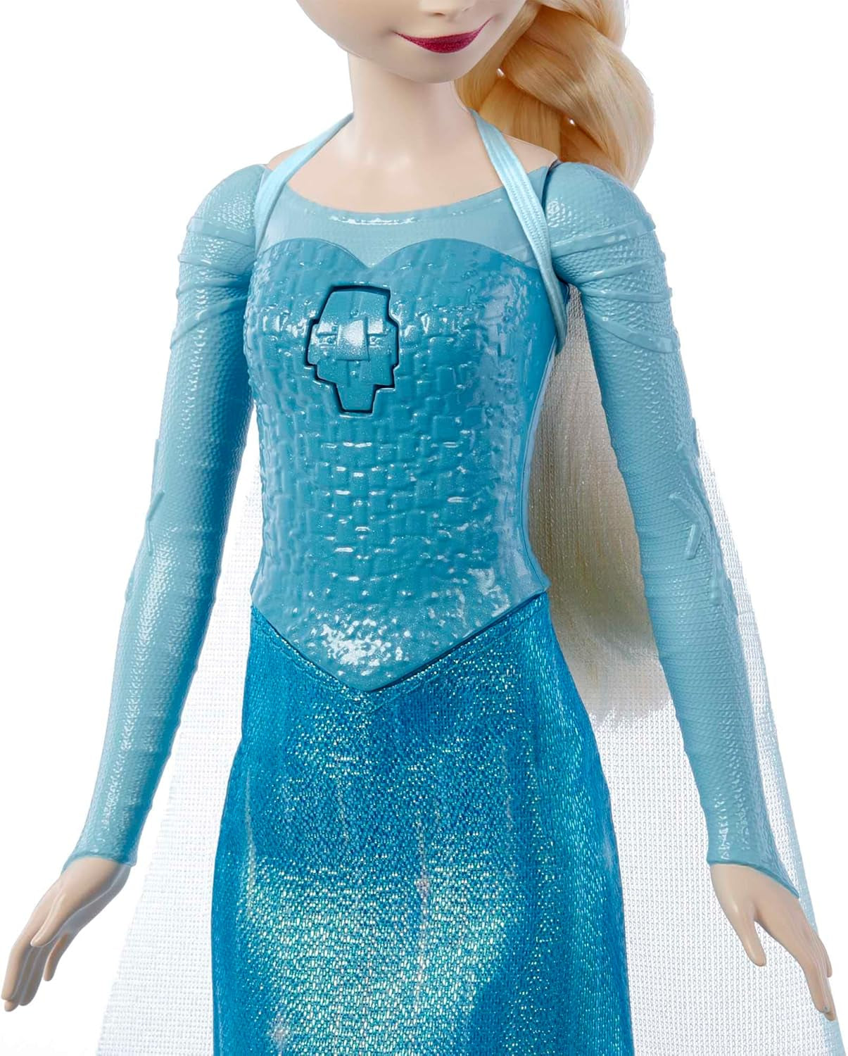 Mattel Toys Disney Frozen Elsa śpiewająca lalka w kultowym stroju, śpiewa „Let It Go” z filmu Disneya w języku angielskim, francuskim, niemieckim, włoskim, JDL58