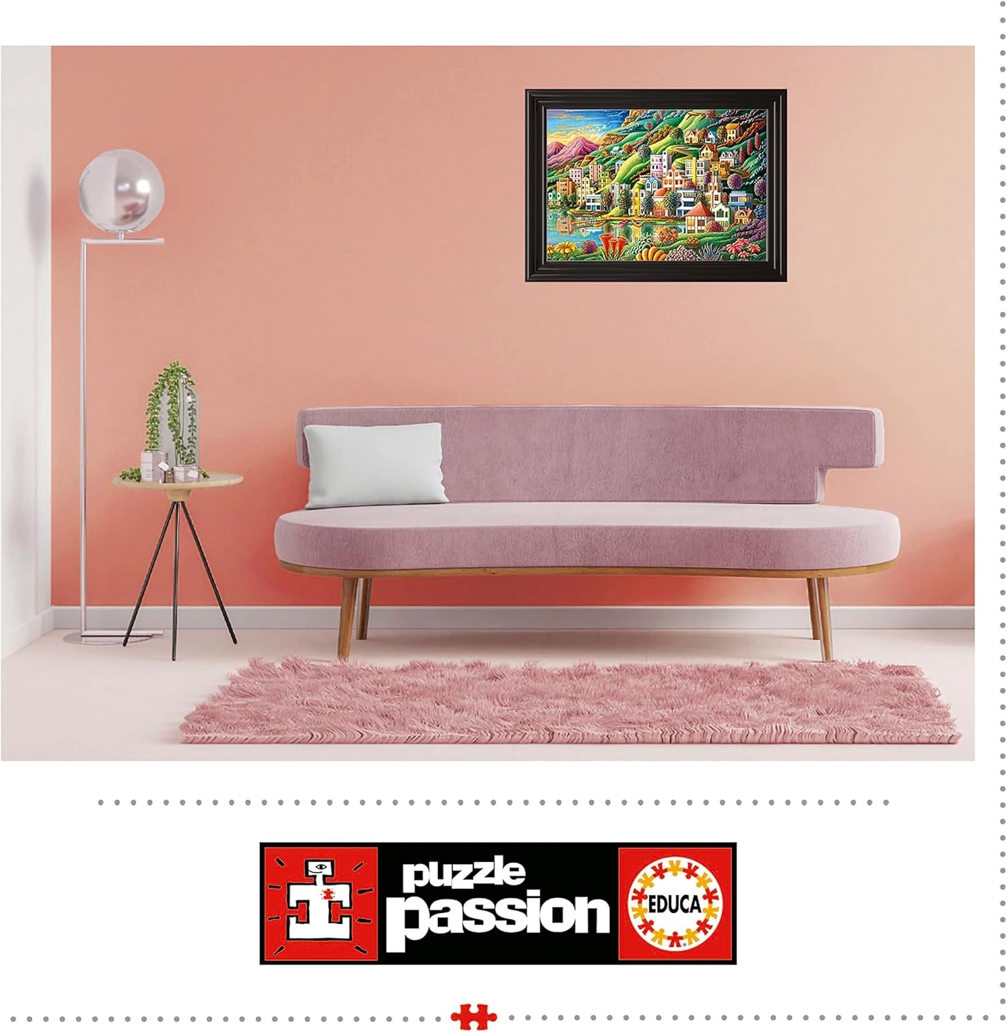 Educa - Puzzle 500 elementów dla dorosłych | Kolorowa wioska nad jeziorem, puzzle 500 elementów dla dorosłych i dzieci od 11 lat, puzzle krajobraz, ilustracja (19552) Puzzle Naty Shop