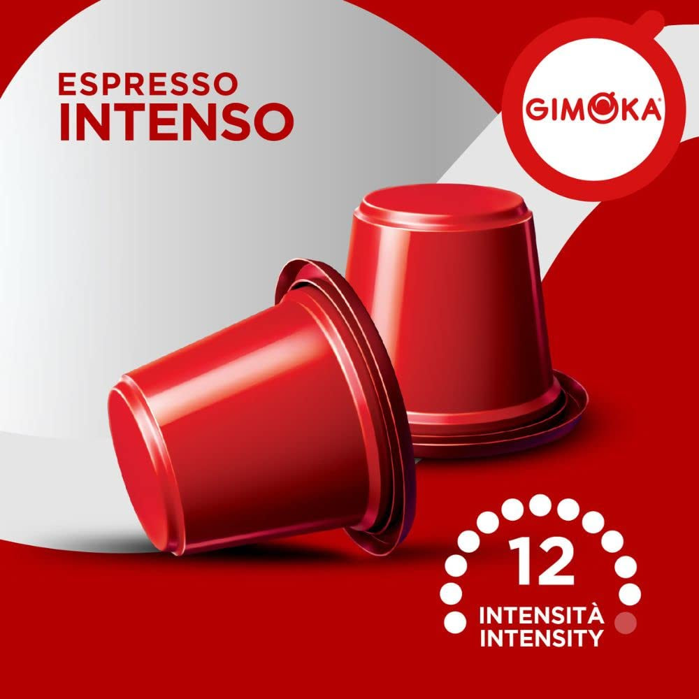 Gimoka Kaffeekapseln Espresso Intenso, Intensität 12/13-100 Kapsel - Kompatybilny z Nespresso* Haushalts-Espressomaschinen - 100 Stück (10 x 10 Getränke) - Hergestellt in Italy