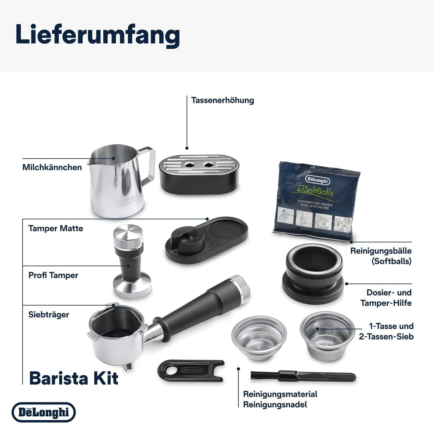 De'Longhi La Specialista Arte EC9155.MB ekspres do kawy z kolbą ze młynkiem, 8 stopni mielenia, ciśnienie 15 barów, 3 ustawienia temperatury, spieniacz do mleka, 1550 W, zbiornik 1,7 l, stal nierdzewna/czarny, w zestawie zestaw baristy