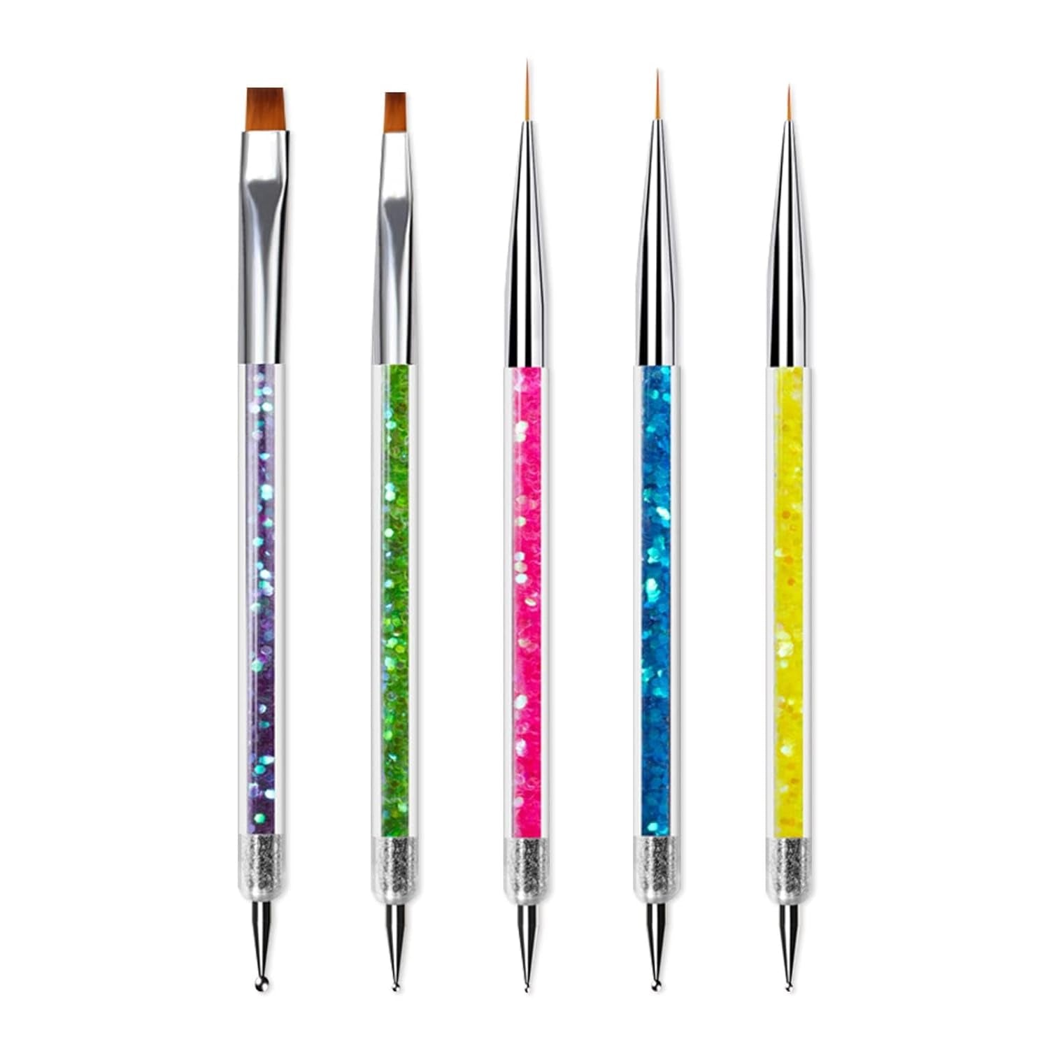 Sularpek Pinsel do zdobienia paznokci, 5 Stück Nageldesign Pinsel, Narzędzia do rozsiania paznokci, Nail Art Liner-Pinsel, Zum Herstellen Von Nagellack, Punktieren, Feinmalerei, DIY