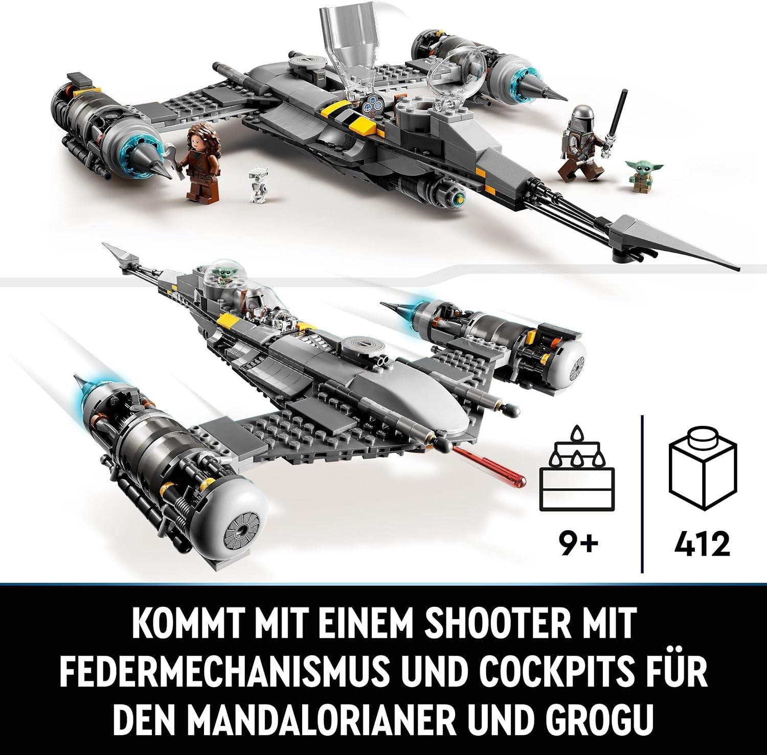 LEGO Star Wars Mandalorian Fighter N-1 z Księgi Boby Fetta Zabawka do budowania ze statkiem kosmicznym Zestaw 4 postaci, w tym figurka małego Yody 75325 Zestawy do budowania Kup w sklepie LEGO