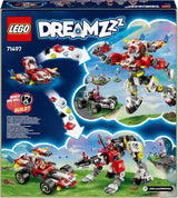 LEGO Dreamzzz Cooper's Tiger Mech i Zero's Hot Rod Car, zabawkowy samochód dla dzieci, prezent dla 9-letnich chłopców i dziewcząt, zestaw 2 w 1 z mechem i minifigurkami 71497 Zestawy do budowania Besuche w sklepie LEGO