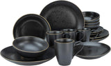 CreaTable, 22699, seria Industrial Gold BLACK, 16-częściowy zestaw naczyń obiadowych dla 4 osób, serwis porcelany Combo, można myć w zmywarce i używać w kuchence mikrofalowej, jakość produkcji