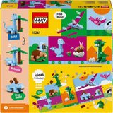 Zestaw LEGO Classic do budowania kreatywnych dinozaurów z modelami zwierząt i figurkami wykonanymi z klocków, pomysłowa zabawa, prezent dla chłopców i dziewcząt w wieku 5 lat, w tym T.Rex i Triceratops 11041 Zestawy do budowania Besuche den LEGO-Store