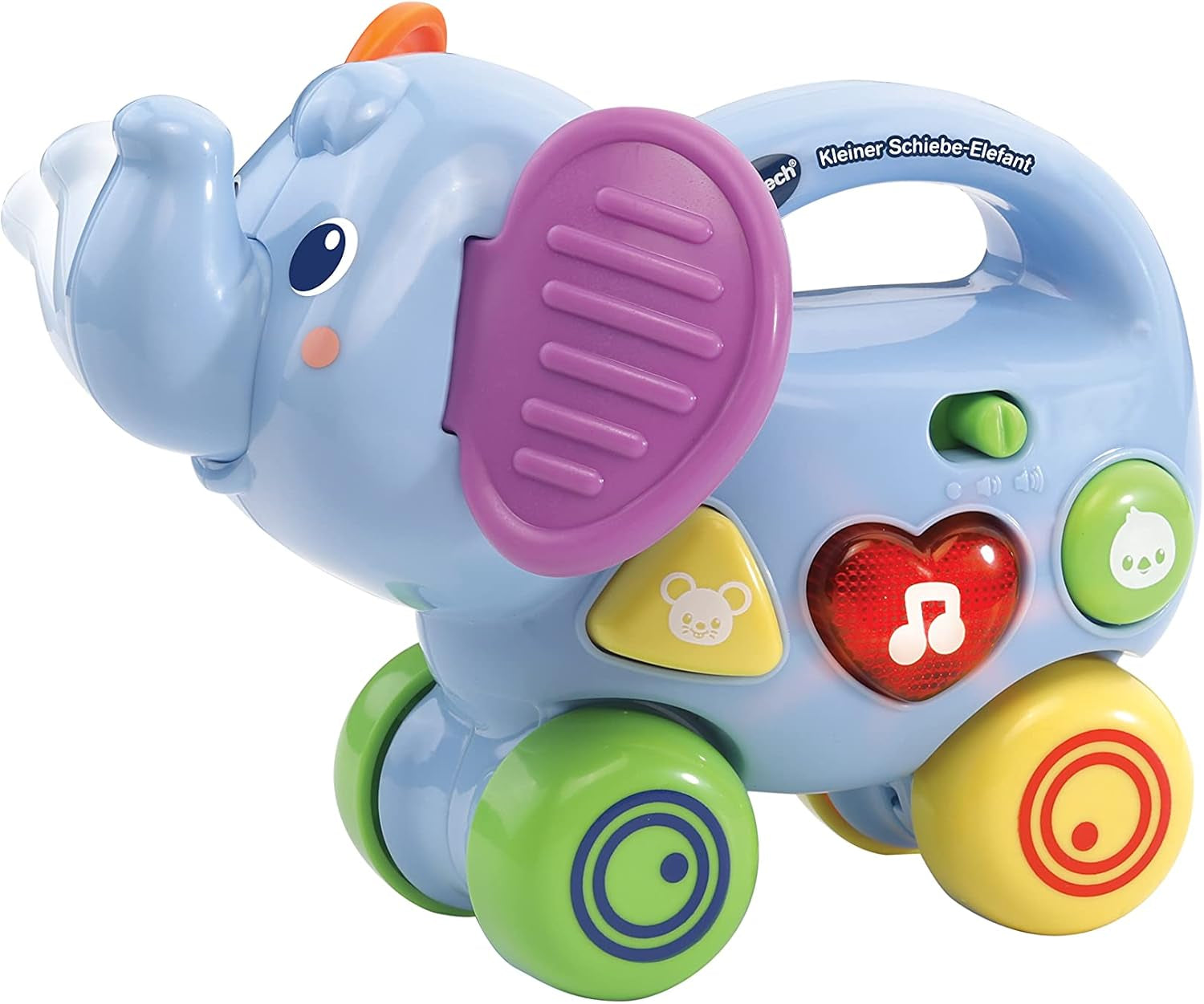 Vtech Baby Little Pushing Elephant - Interaktywna zabawka do pchania i zabawy - Z piosenkami, melodiami, zdaniami i dźwiękami - Dla dzieci w wieku 6-36 miesięcy Bebe Naty Shop Toys Domyślny tytuł