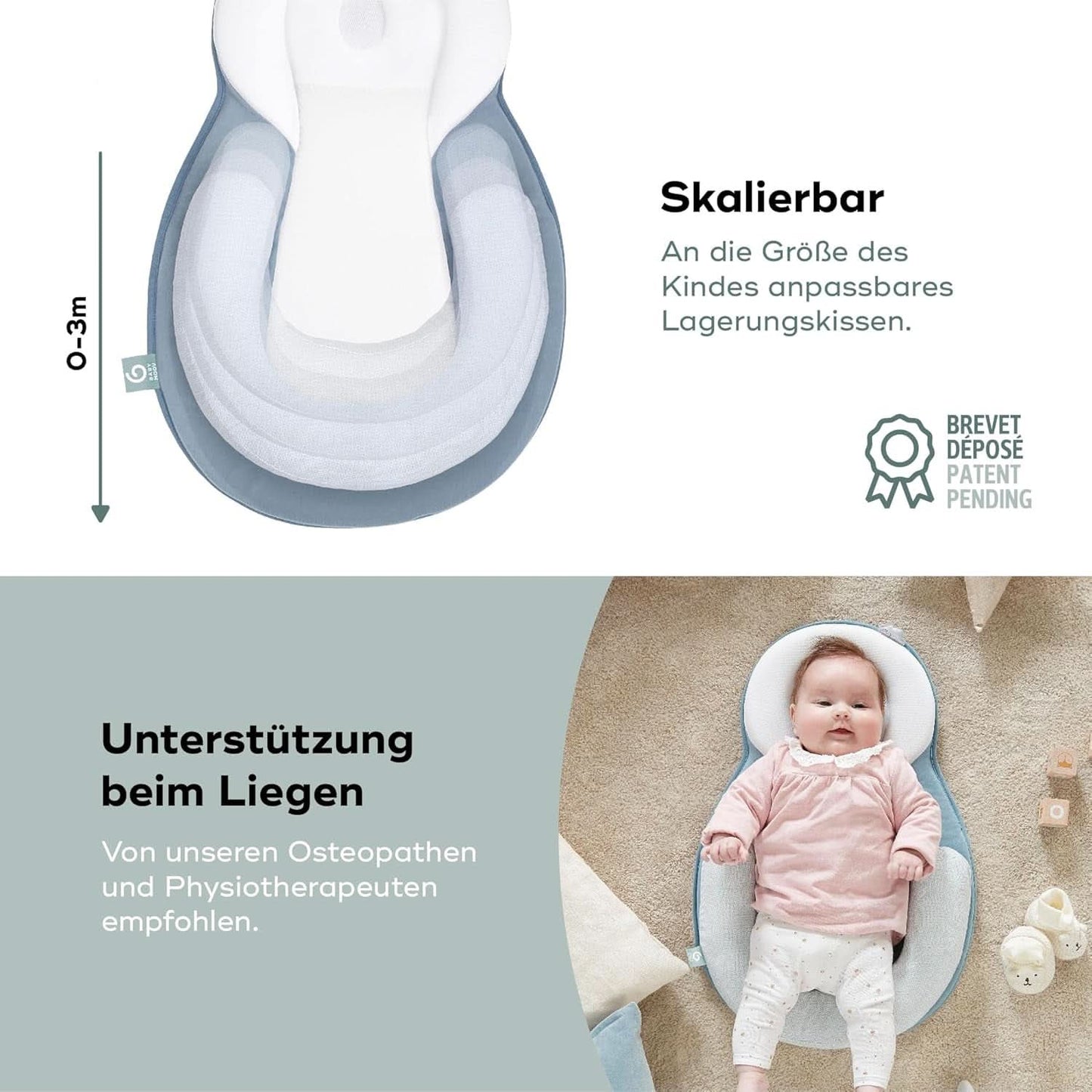 Babymoov Cosydream Mosaic Poduszka pozycjonująca dla niemowląt łagodząca kolki i zapobiegająca plagiocefalii, 0-3 miesięcy Akcesoria Żywność i karmienie piersią Sklep Bebe Naty