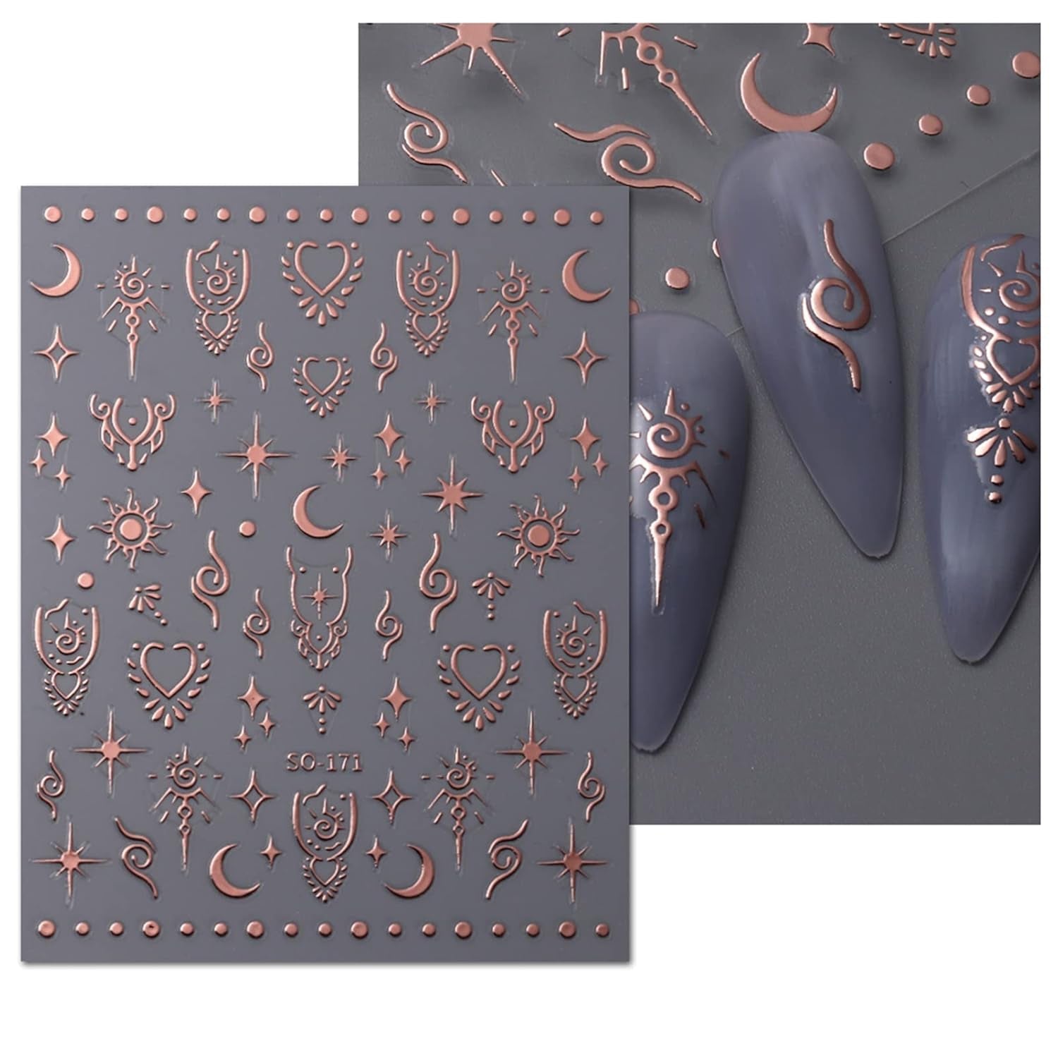 JMEOWIO Nagelsticker Mond Stern 9 Blatt Nail Art Naklejka Selbstklebend Nagelaufkleber Sonne Dekoration Nageldesign Zubehör