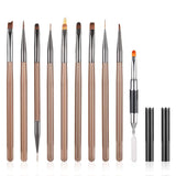 Zestaw 10 szpilek Stück Nailart, Pędzle do zdobienia paznokci Braun Nailart Design Pinsel Nageldesign Pinselfür Gelnägelfür Heimwerker Maniküre Salon Zuhause Zestaw szpilek do paznokci