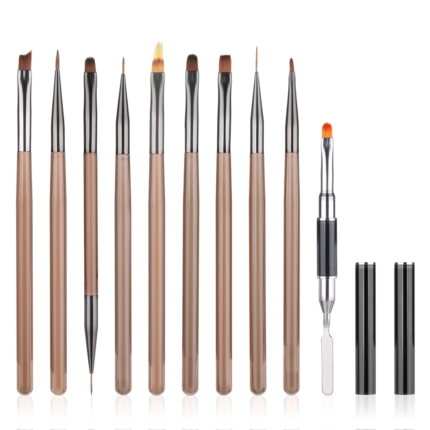 Zestaw 10 szpilek Stück Nailart, Pędzle do zdobienia paznokci Braun Nailart Design Pinsel Nageldesign Pinselfür Gelnägelfür Heimwerker Maniküre Salon Zuhause Zestaw szpilek do paznokci