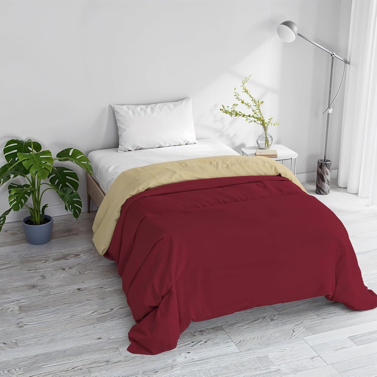 Podstawowy koc zimowy gładki i watowany, ciemnozielony / kremowy, 200X245Cm Kołdry i kołdry Naty Shop Bordeaux/kremowy 200X245Cm
