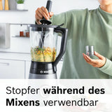 Mikser stojący Bosch Vitapower Serie 4 MMB6177S, Edelstahl-Klingen Made in Germany, 1,5 l Thermosafe Glasbehälter, 0,6 l To-Go-Flasche, Stopfer, Universalzerkleinerer, 30 000 U/Min, 1200 W, Silver Kitchen Naty Shop