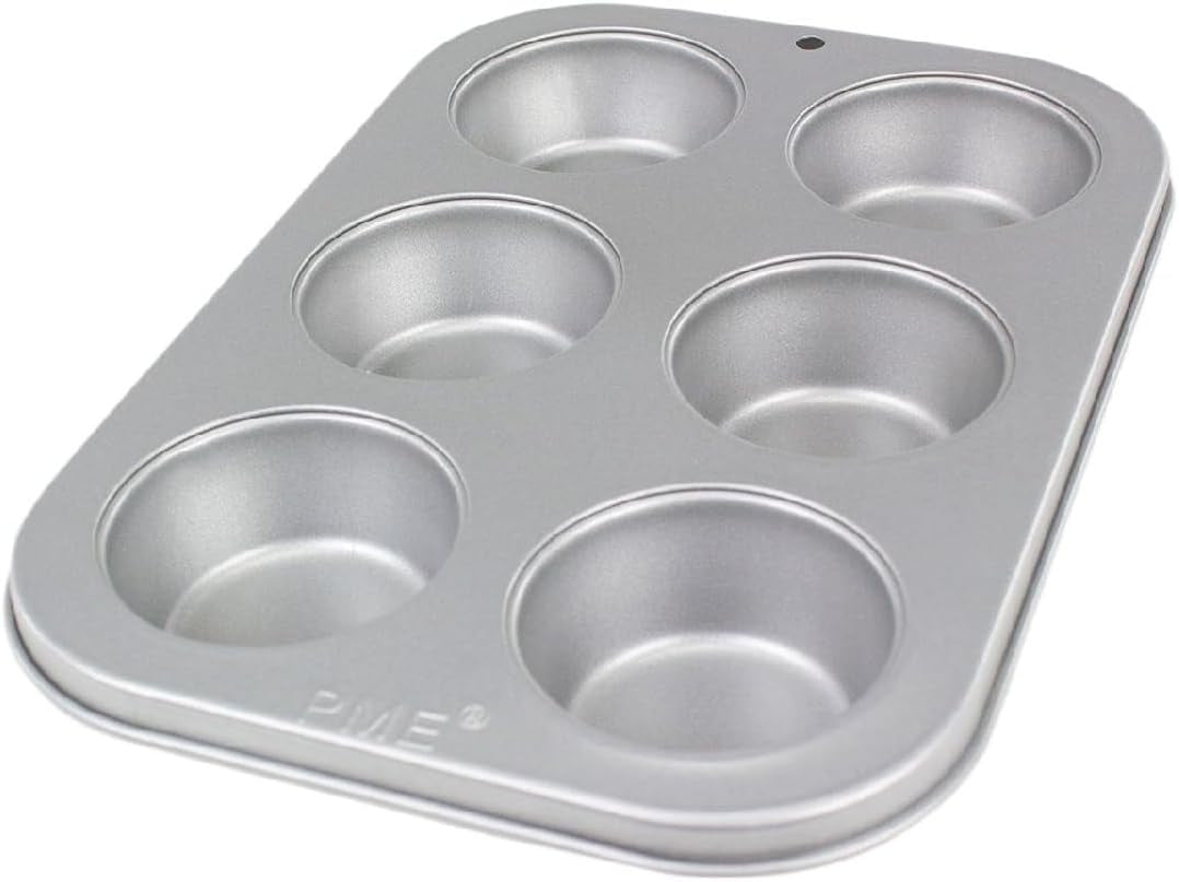 CSB108 6-otworowa, nieprzywierająca forma do muffinów ze stali węglowej, stal nierdzewna, srebrna, 28,9 x 17,7 x 3,1 cm Formy i tace do pieczenia Naty Shop
