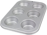 CSB108 6-otworowa, nieprzywierająca forma do muffinów ze stali węglowej, stal nierdzewna, srebrna, 28,9 x 17,7 x 3,1 cm Formy i tace do pieczenia Naty Shop