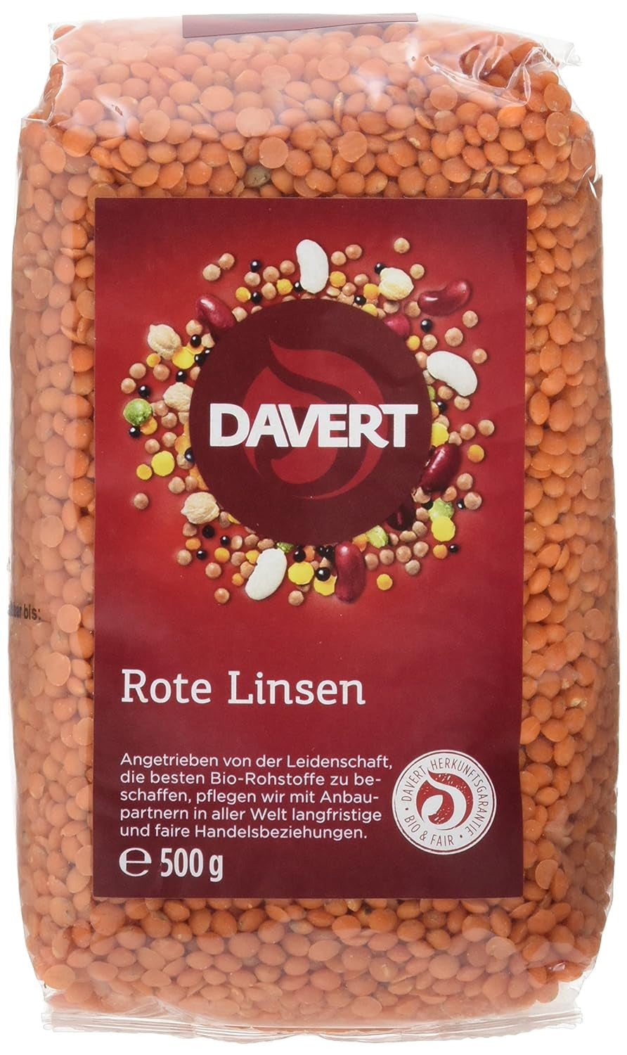 Davert cała czerwona soczewica (1 x 500 g) - Bio