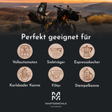 Ziarna espresso Martermühle Bike 500g Mocne | Arabika/Robusta | Smaki: Orzechy makadamia, mleczna czekolada | Jasno palone całe ziarna espresso, niska kwasowość