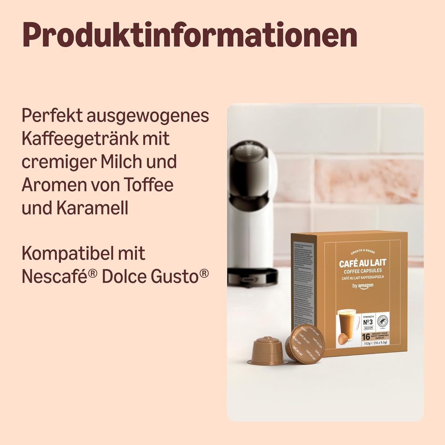 autorstwa Amazon Cafe au Lait Dolce Gusto kompatybilny Kaffeekapseln, 48 Kapseln (3 Packungen mit je 16 Stück)