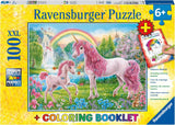 Układanka Ravensburger dla dzieci - 13698 Magiczne Jednorożce - Puzzle Jednorożca dla dzieci w wieku 6 lat i starszych, zawierające 100 elementów w formacie XXL, zawiera książeczkę do kolorowania Puzzle Naty Shop Single