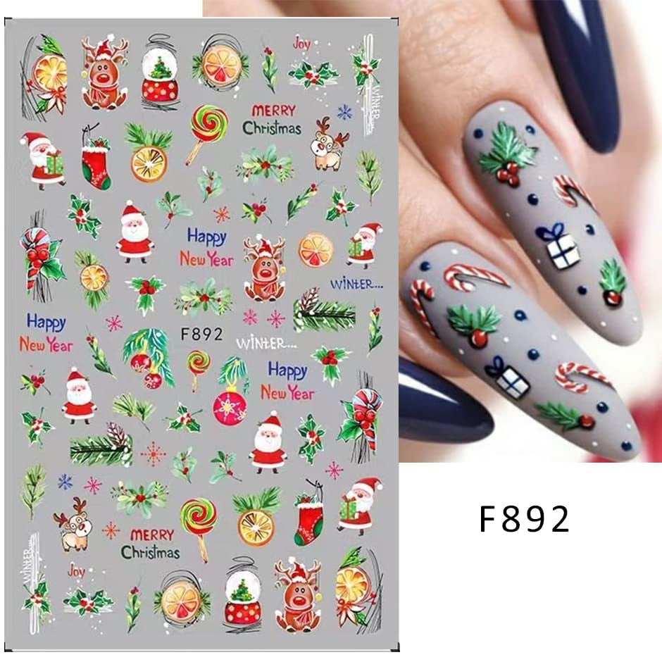 10 Blatt Nagelsticker Weihnachten Nagelaufkleber Selbstklebend Bule White Pine Tree Rentier Nail Art Naklejka Dekoration Nageldesign Zubehör