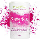 Pretty Pink Natürliche Lebensmittelfarbe Pulver Rosa (Roh Vegan) Pastel Rose Bis Intensiv Rosa-Rot - Essbare Farbe Für Lebensmittel Aus Früchten Und Gemüse - Naturalny barwnik spożywczy | Pureraw 5G Naty Shop 50 G (opakowanie 1Er) Różowy