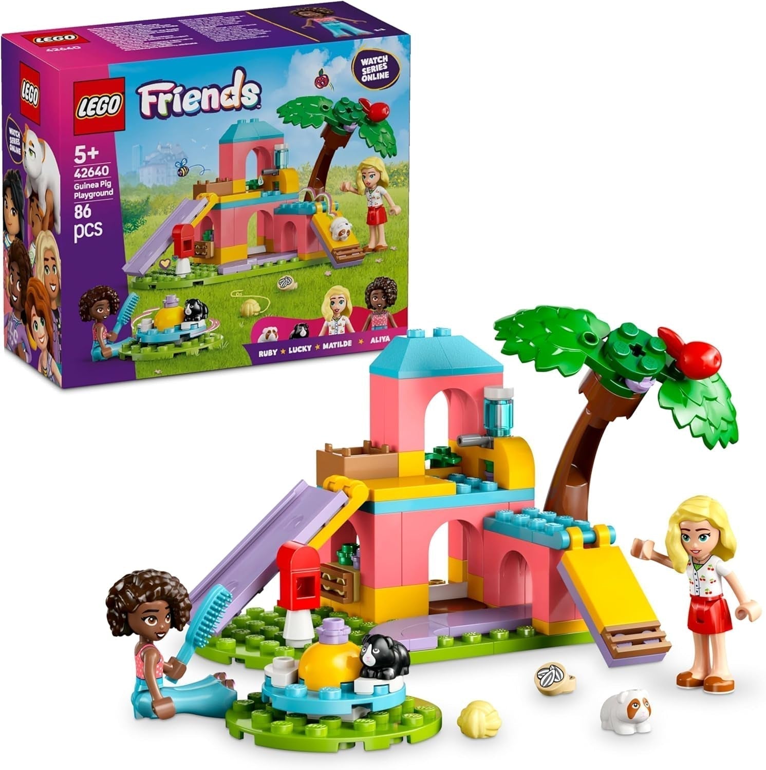 LEGO Friends Plac zabaw dla świnek morskich Zestaw do budowania i udawania z 2 minifigurkami i 2 zwierzętami Zabawka dla dziewczynek Zestaw zwierząt powyżej 5 lat 42640 Zestawy do budowania Besuche den LEGO-Store Default Title