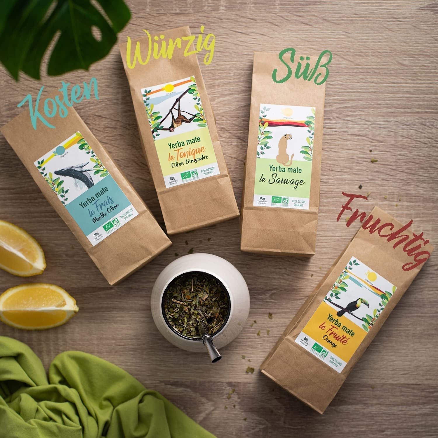 ORIGEENS BIO MATE TEA ZESTAW PREZENTOWY X4 I Yerba Mate Bio 4X80G I Yerba Mate Zestaw herbaciany, pomysł na prezent