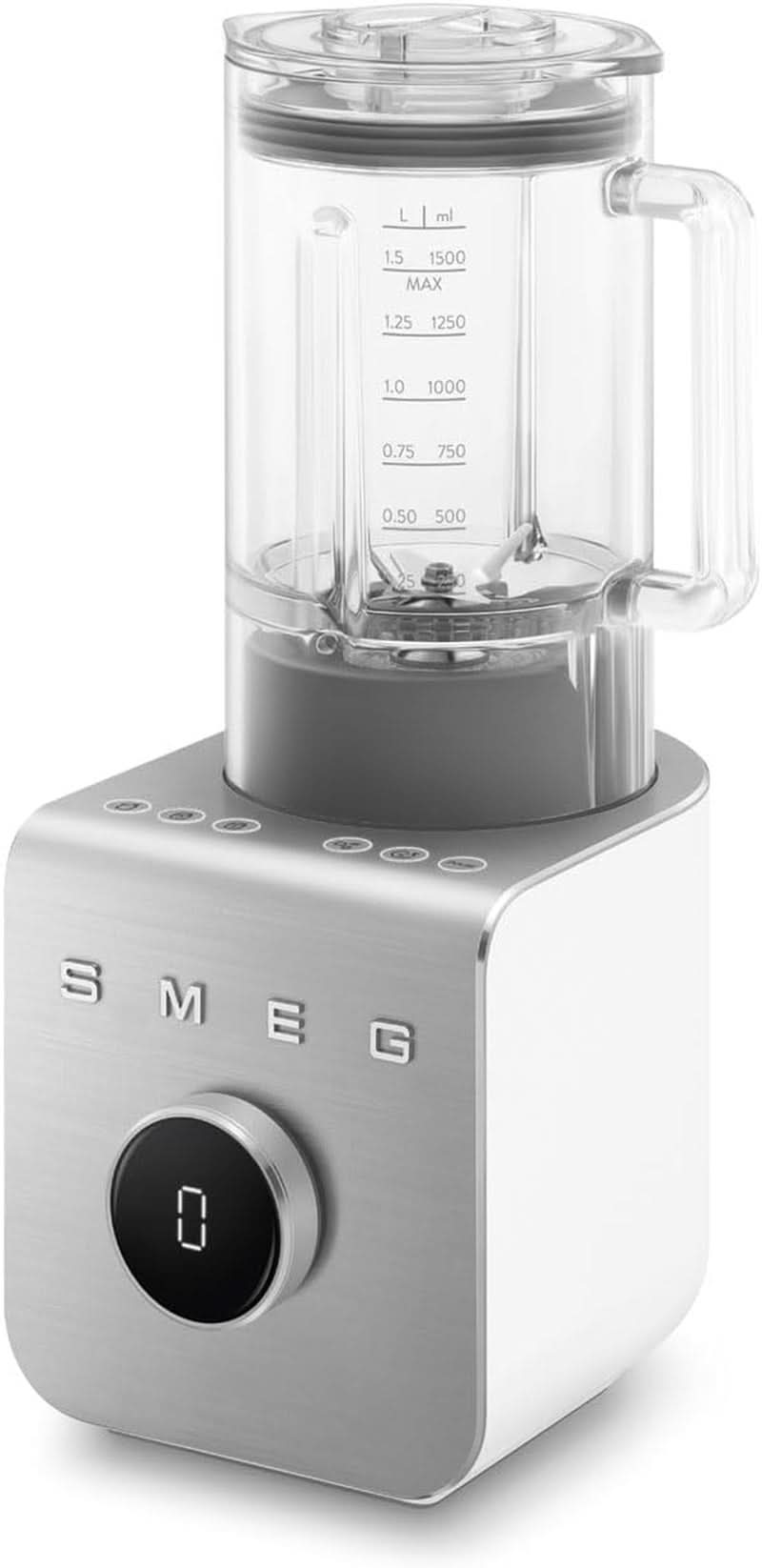 SMEG, Hochleistungsmixer BLC01BLMEU, 5 wstępnie ustawionych programów, 9 prędkości ręcznych, funkcja pauzy i impulsu, Kunststoffgehäuse, Rutschfeste Basis, 1400 W, Schwarz Kitchen Naty Shop Weiss Weiss