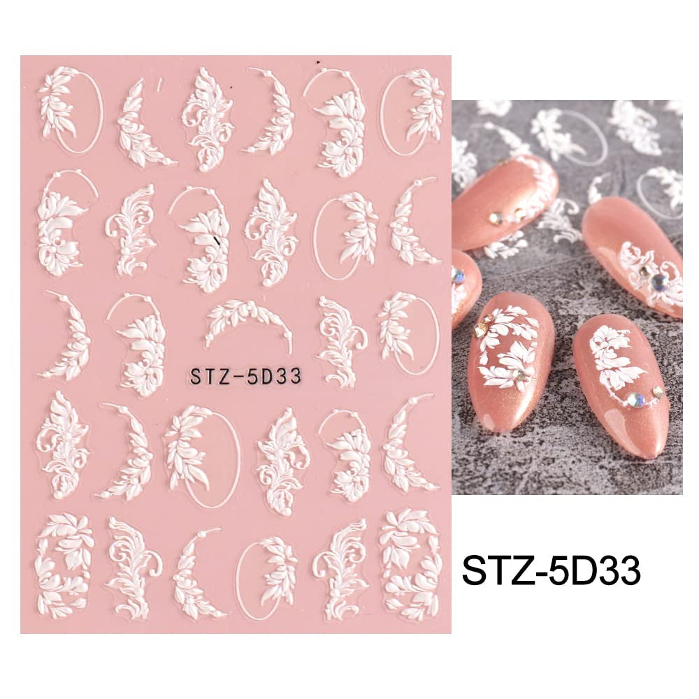 4 Blatt 3D Nagelsticker Frühling Blume Nagelaufkleber 5D Stereoskopisch Selbstklebend Nail Art Naklejka Dekoration Nageldesign Zubehör