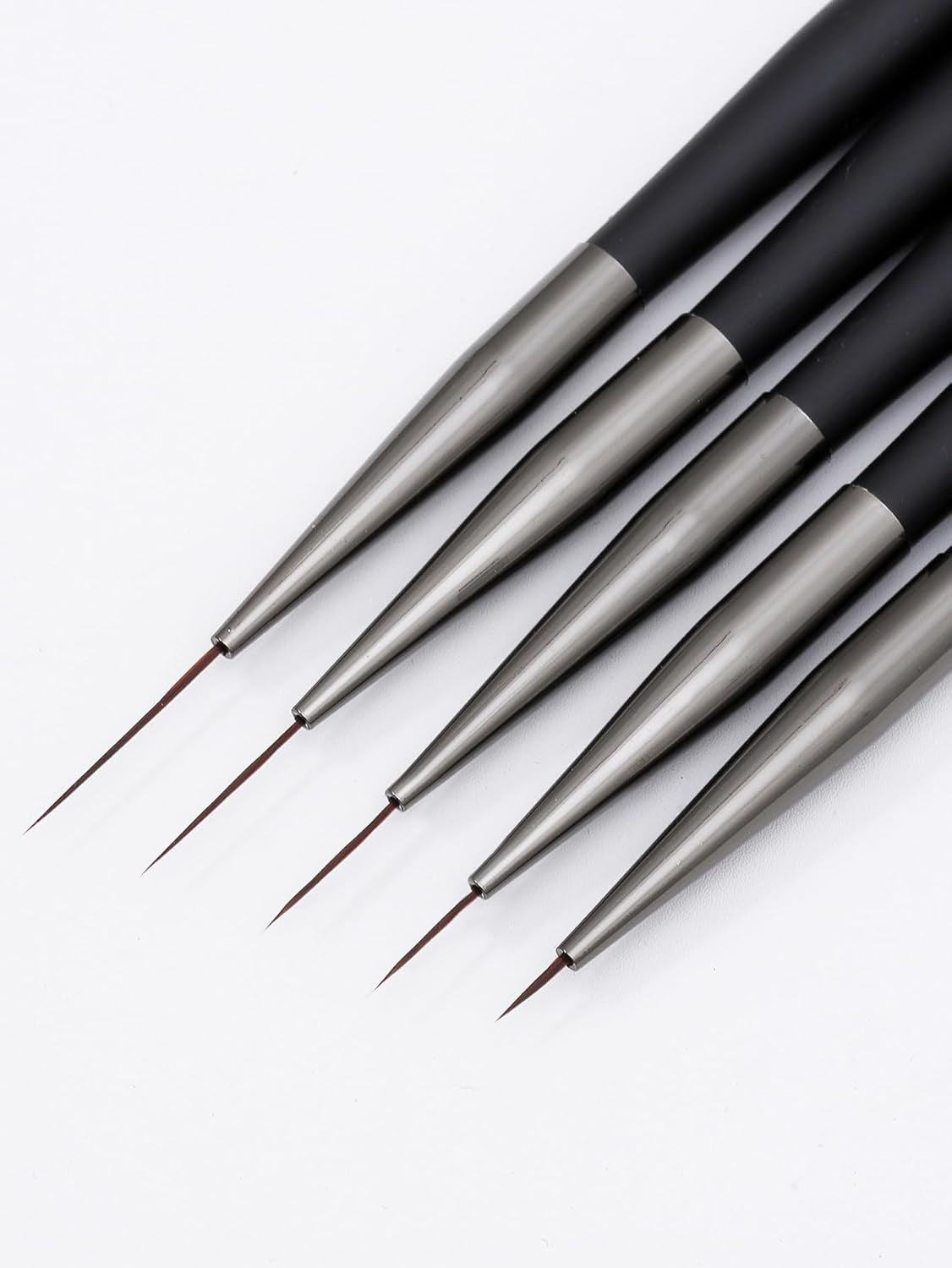 Nagelkunst-Pinsel, 5 Stück, Nailart-Pinsel, Punktierstift-Werkzeuge, Malkunst-Design-Pinsel-Set Für Lange Linien, Dünne Detale, Feine Zeichnungsgrößen 7/9/11/15/22 Mm, Czarny