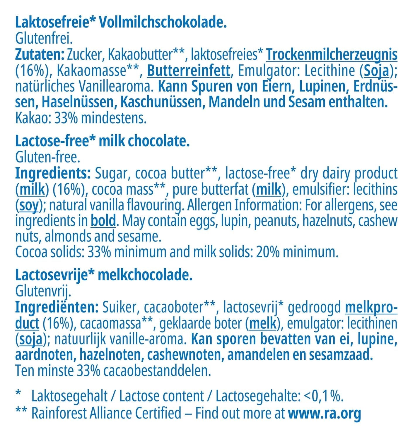 frankonia CZEKOLADA Czekolada mleczna pełnomleczna bez laktozy i glutenu, 100 g