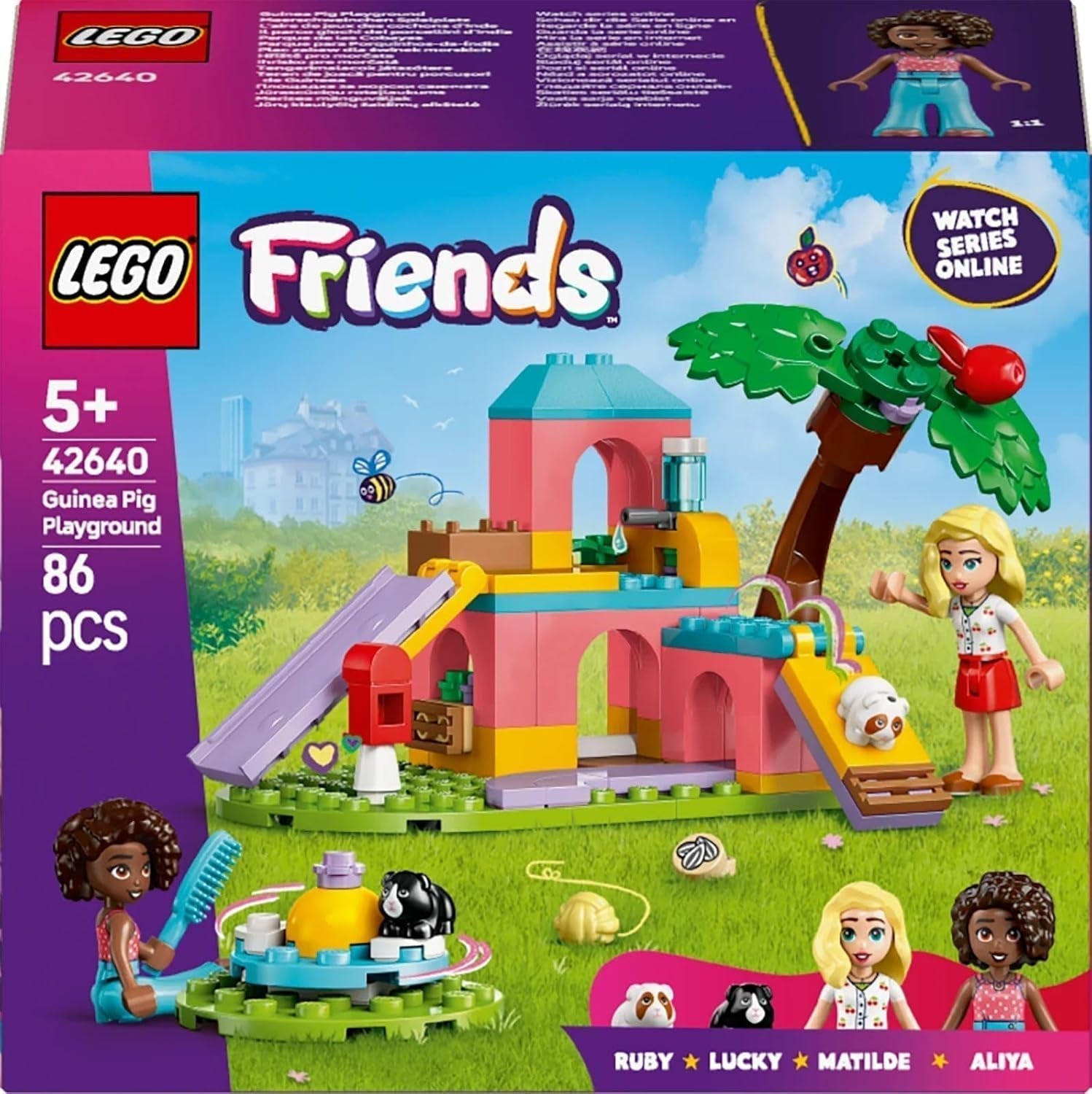 LEGO Friends Plac zabaw dla świnek morskich Zestaw do budowania i udawania z 2 minifigurkami i 2 zwierzętami Zestaw zwierząt dla dziewczynek powyżej 5. roku życia 42640 Zestawy do budowania Besuche den LEGO-Store