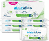WaterWipes Sensitive+ Hydrating Boost Chusteczki nawilżane, Chusteczki nawilżające, 360 sztuk (6 szt.), 3 w 1 Czyszczenie, pielęgnacja, nawilżanie, 99% wody z aloesu, bezzapachowe chusteczki dla dzieci