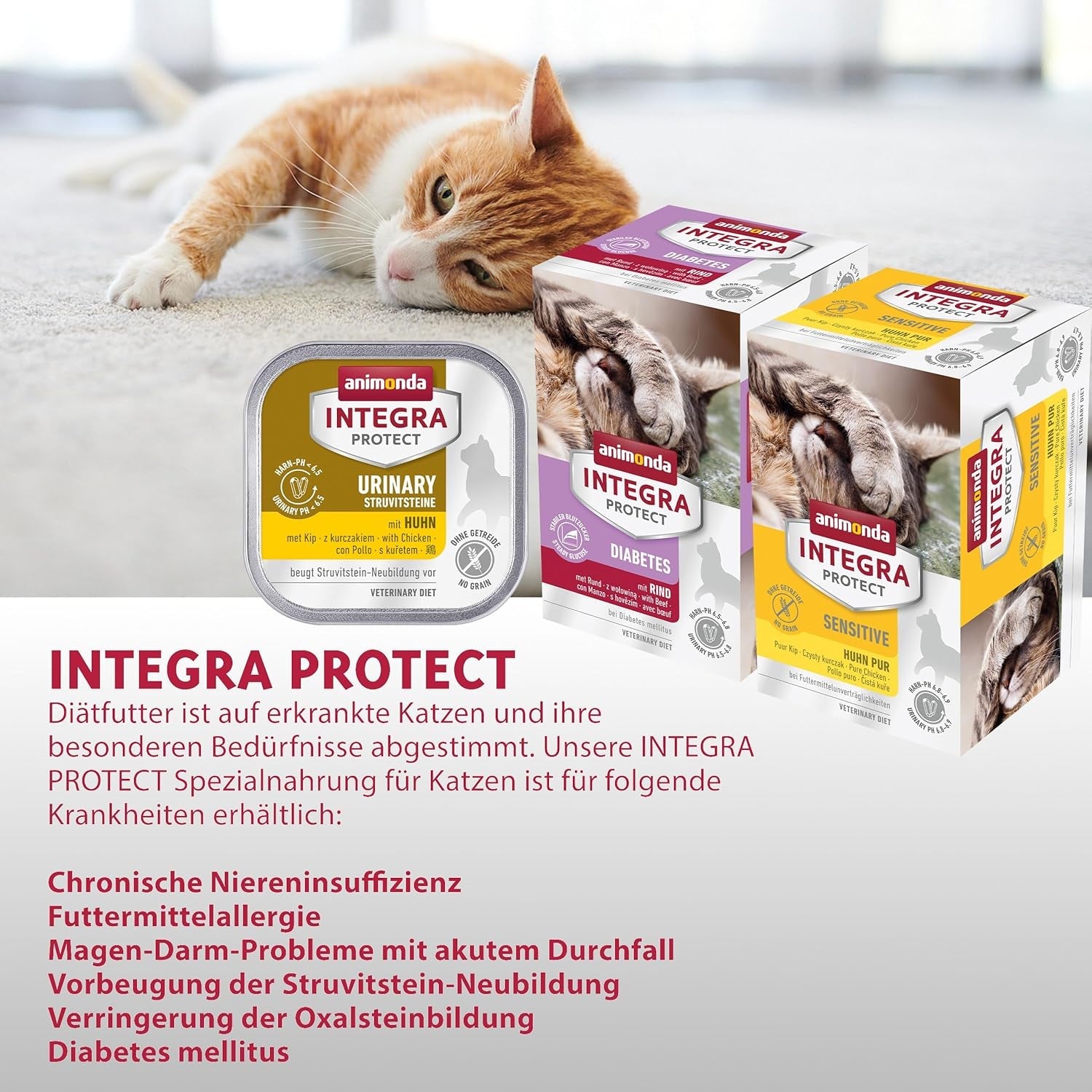 animonda INTEGRA PROTECT Cukrzyca z Drobiem (16 x 100 g), mokra karma dla kotów chorych na cukrzycę, dietetyczna karma dla kotów chorych na cukrzycę, mokra karma bez cukru