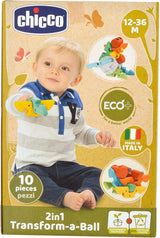 Chicco Pierwsza kreatywna piłka dla dziecka 2 w 1 - Eco+ 12-36 miesięcy Zabawki dla niemowląt Naty Shop