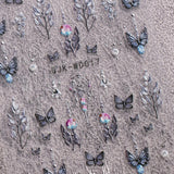 JMEOWIO Nagelsticker Schwarz Weiße Blume 6 Blatt Nail Art Naklejka Selbstklebend Nagelaufkleber Frühling Letnia dekoracja kwiatowa Nageldesign Zubehör
