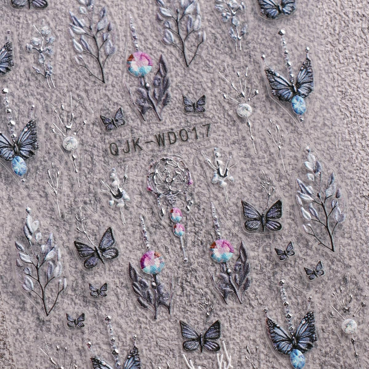 JMEOWIO Nagelsticker Schwarz Weiße Blume 6 Blatt Nail Art Naklejka Selbstklebend Nagelaufkleber Frühling Letnia dekoracja kwiatowa Nageldesign Zubehör