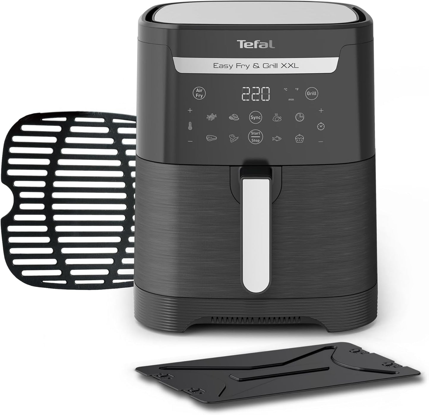 Tefal Easy Fry Max EY2458, 5 litrów, frytownica na gorące powietrze, 10 automatycznych programów gotowania, cyfrowy ekran dotykowy Urządzenia Naty Shop Czarny Pojedynczy - Bez okna 6,5L