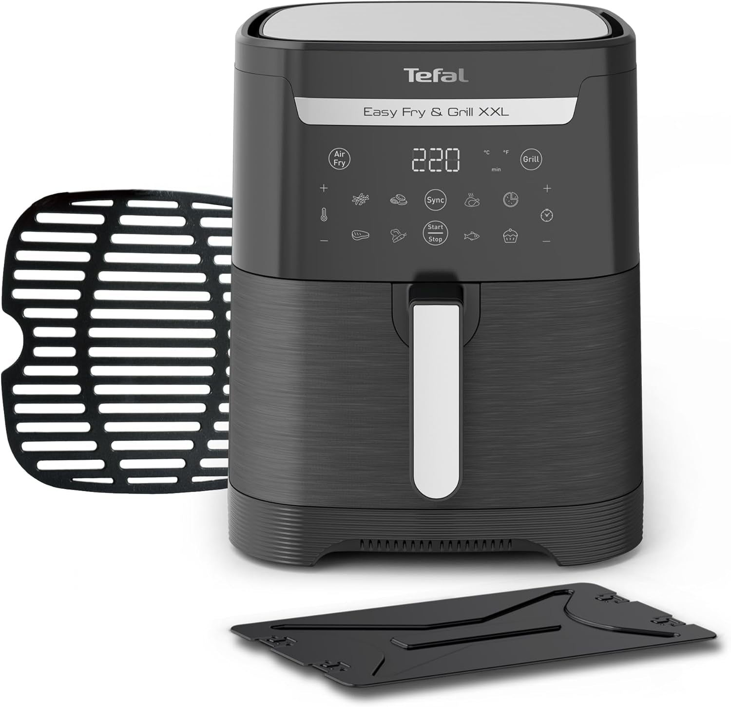 Tefal Easy Fry Max EY2458, 5 litrów, frytownica na gorące powietrze, 10 automatycznych programów gotowania, cyfrowy ekran dotykowy Urządzenia Naty Shop Czarny Pojedynczy - Bez okna 6,5L