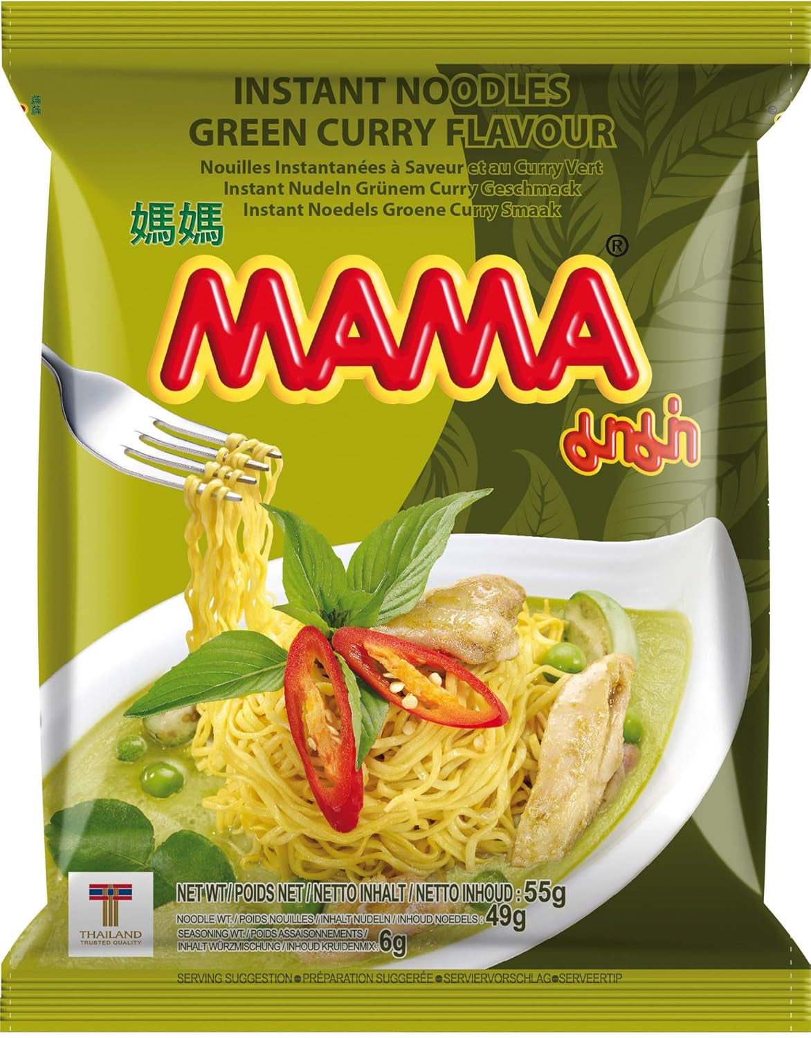 MAMA Makaron błyskawiczny o smaku kurczaka - Zupa błyskawiczna w stylu orientalnym - Autentyczna kuchnia tajska - 24 x 55g