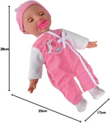 Simba 105140489 - Laura Baby Talk Doll, 38 cm lalka z miękkim ciałem i zaspanymi oczami w uroczym kombinezonie, 24 dźwięki dziecka, lalka do zabawy, lalka Baby, wiek 2+