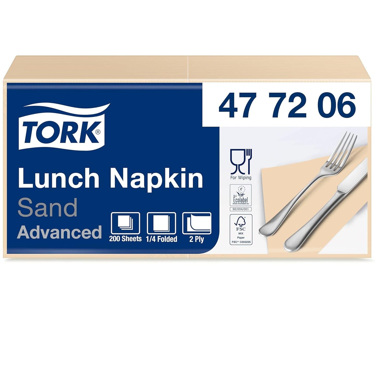Tork 477840 Limonkowe serwetki obiadowe / 2-warstwowe serwetki do małych posiłków lub przekąsek / Zaawansowana jakość / 10 X 200 (2000) serwetki papierowe / 32,6 X 33 cm (dł. x szer.) / złożenie na 1/4