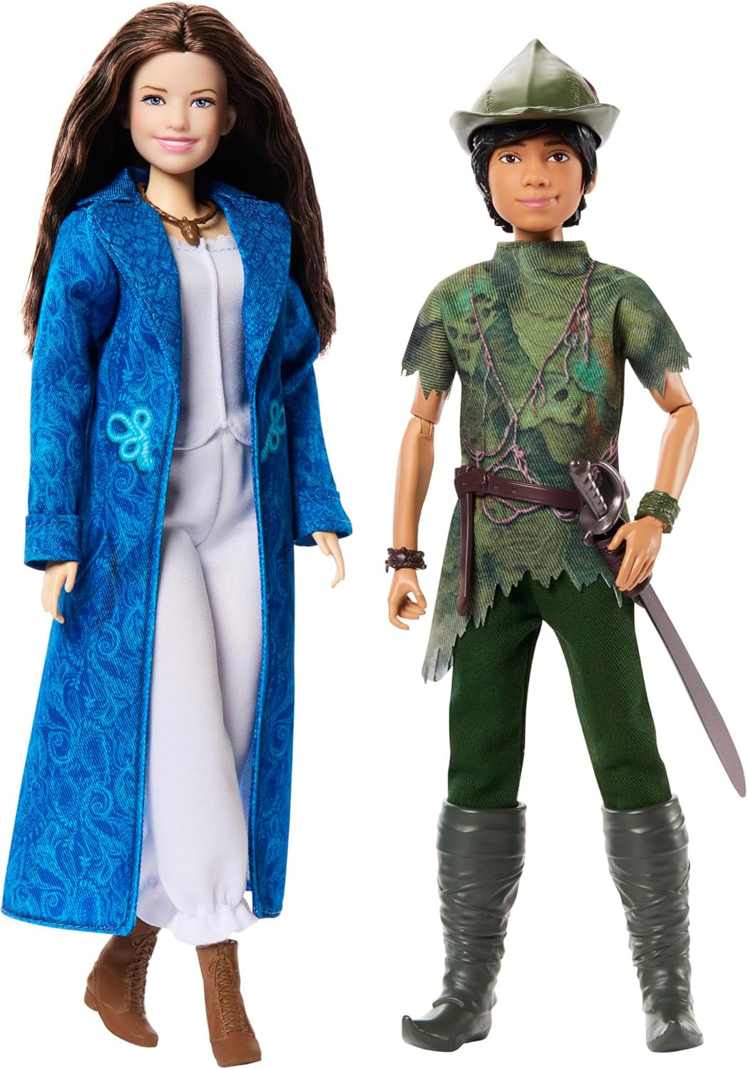 DISNEY Piotruś Pan i Wendy - ruchome figurki z typowymi strojami i zdejmowanymi dodatkami, spodnie z miękkiego materiału, do odgrywania ulubionych scen lub kreatywnej zabawy, dla dzieci od 3 roku życia, HNY36
