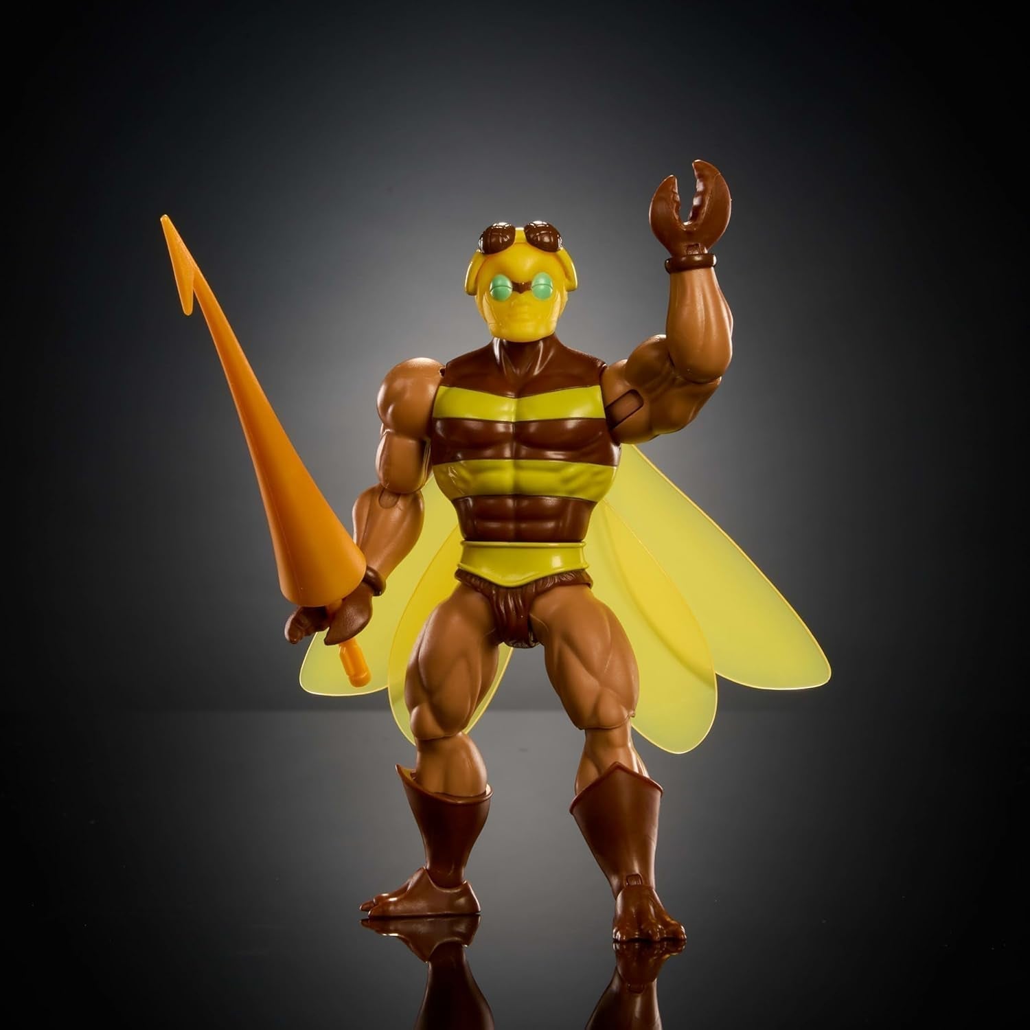 Masters of the Universe Origins Figurka Buzz-Off z kolekcji kreskówek, wysokość około 14 cm, z telewizji z lat 80., Przywódca pszczół ze skrzydłami i okularami z oszczepem, JBM88 Figurki Naty Shop