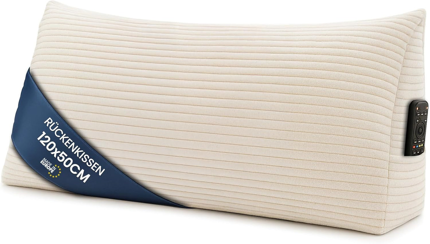 Poduszka z pierza, poduszka pod plecy, poduszka aksamitna, szerokość 70 cm - poduszka do czytania do łóżka, sofy i sofy, duża poduszka do sofy, poduszka ścienna, poduszka do sofy, poduszka do czytania, poduszka pod plecy, jasnoszara